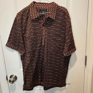 Vintage Kenneth Cole New York Geometric‎ Print Cotton Shirt Men's XXL